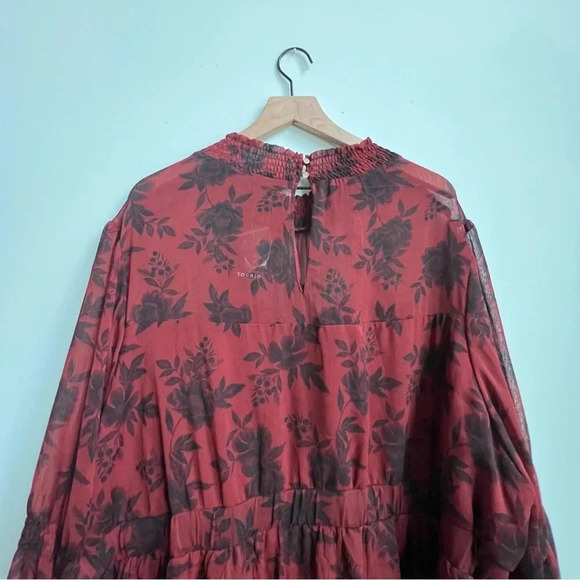 NEW TORRID Mini Turtleneck Crinkle Chiffon Pleated Dress Plus Size 5X Burgundy - Picture 9 of 16